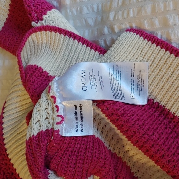 NWT CREAM MUKA FUCHSIA & IVORY STRIPE KNITTED PULLOVER SIZE SMALL - Picture 10 of 12